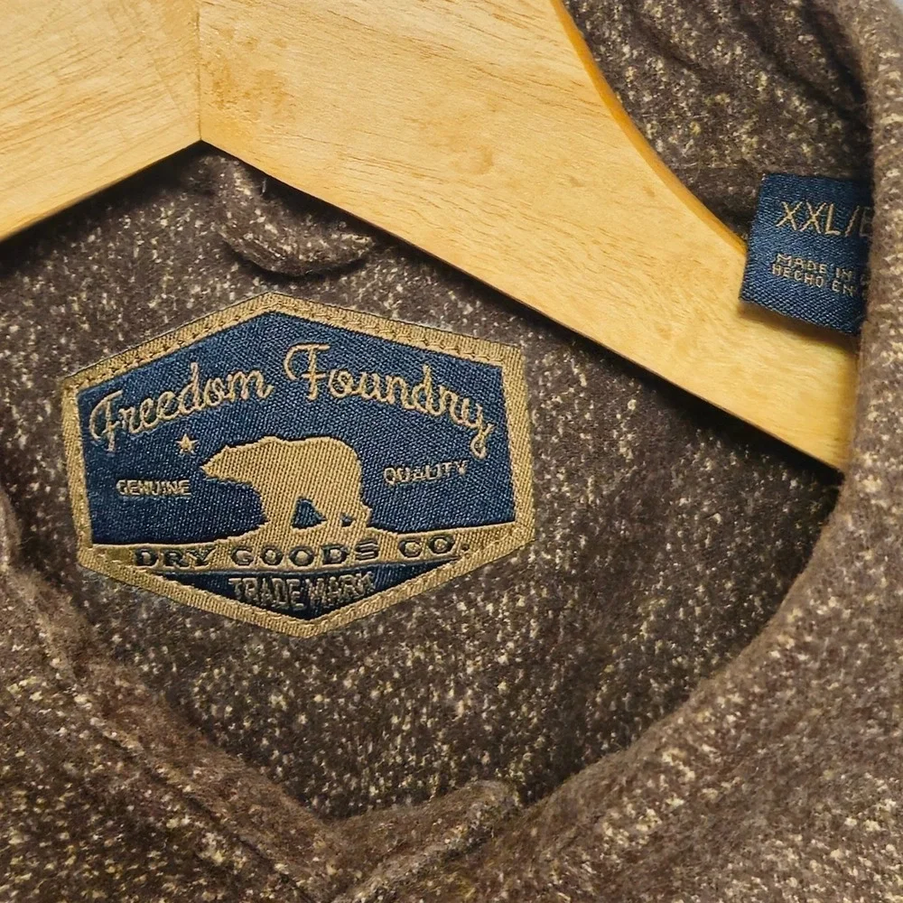 Freedom Foundry Mens XXL Brown Fleece Lined Heavyweight Flannel‎ Shirt Jacket